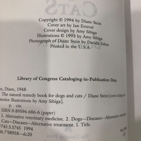 The Natural Remedy Book for Dogs & Cats, by Diane Stein - Picture 6 of 6